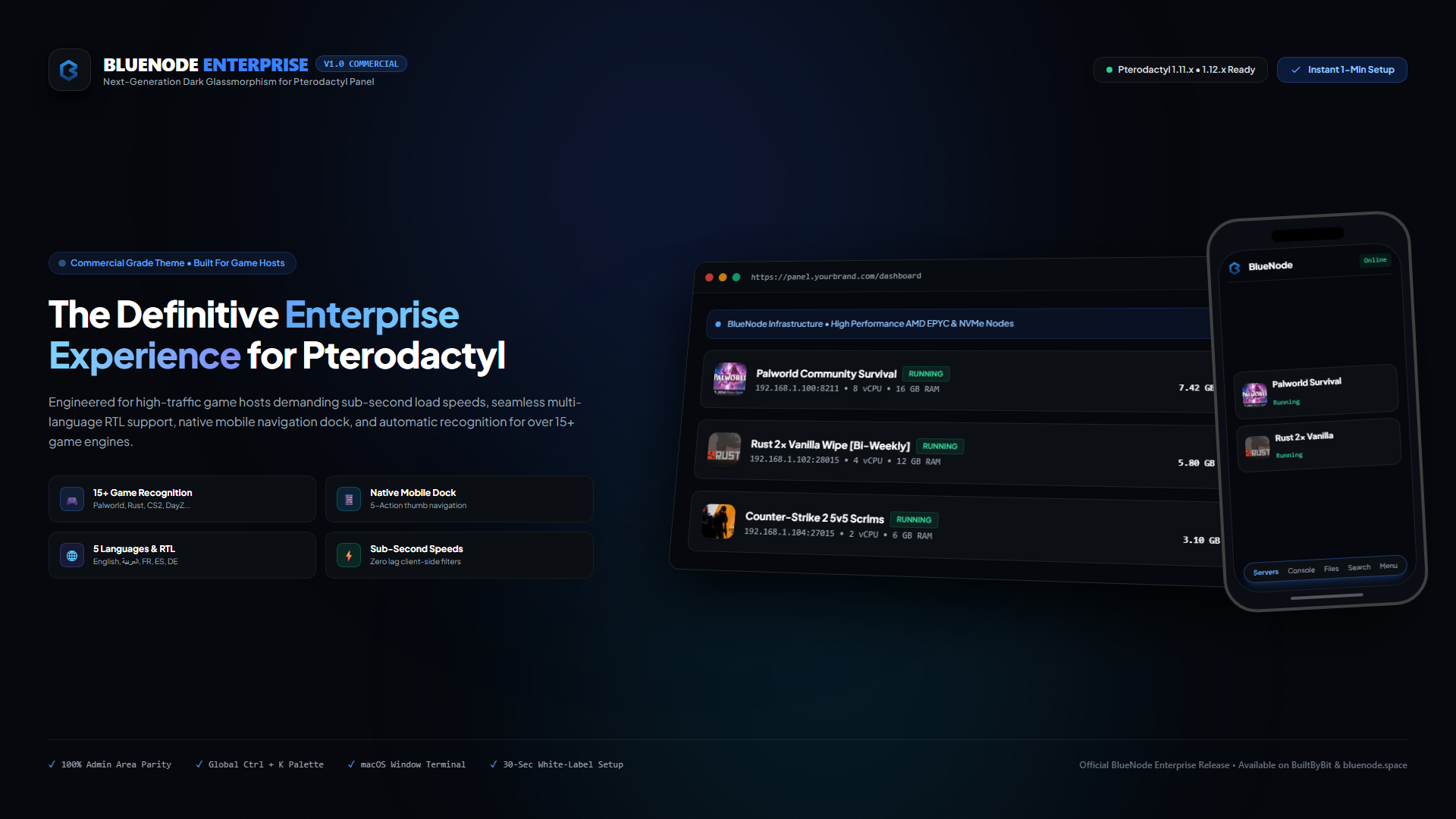 BlueNode Enterprise - Pterodactyl Theme screenshot 1